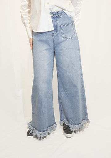 Jeans a Palazzo con Frange