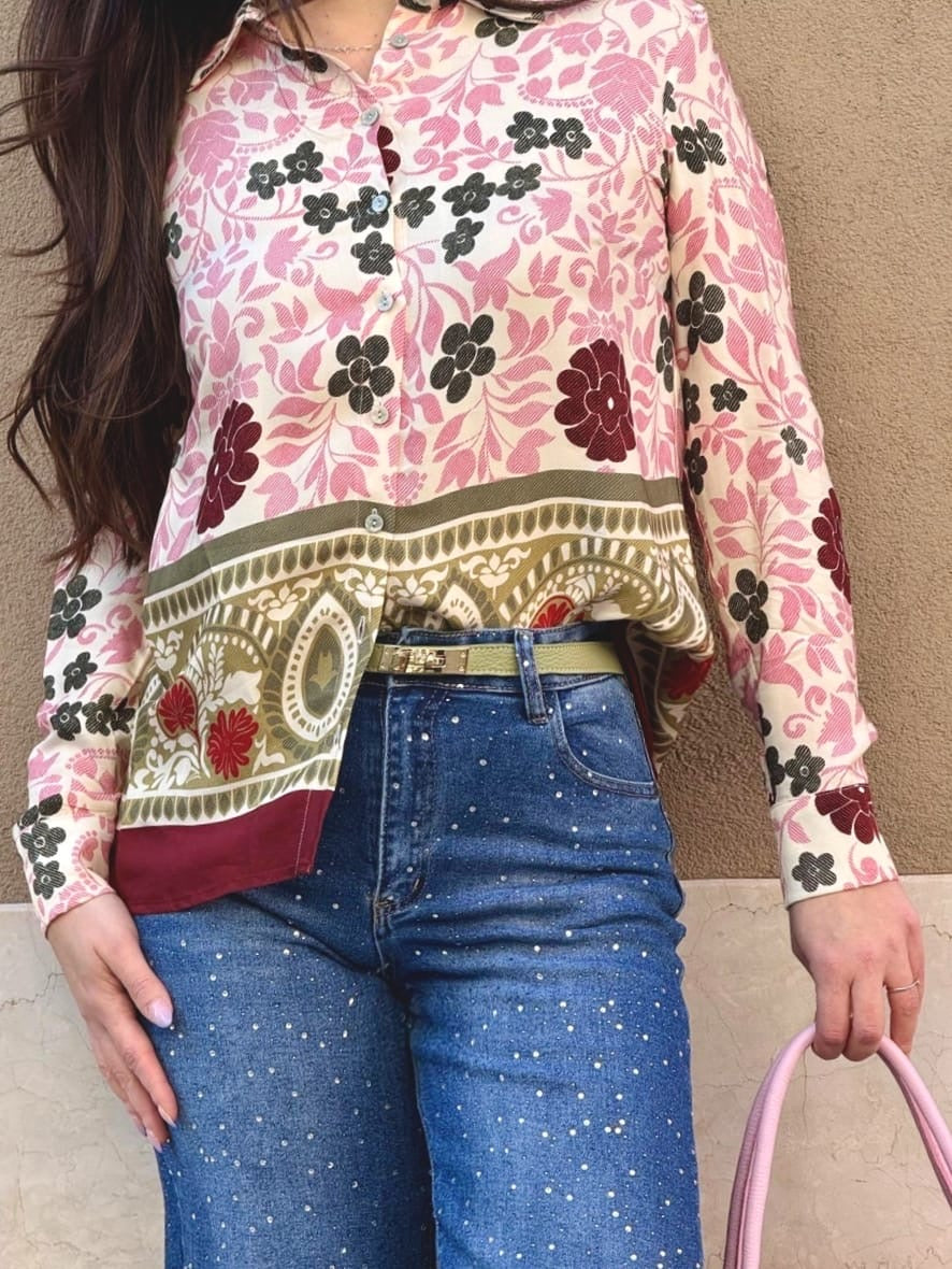 Camicia Rosa a fiori
