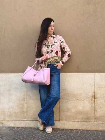Camicia Rosa a fiori